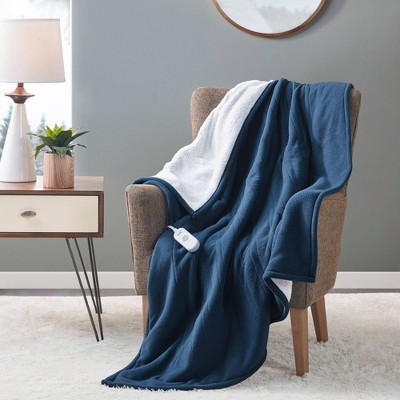 Cozy Blue Fleece to Sherpa Reversible Electric Throw Blanket