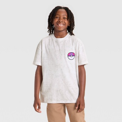 Boys' Pokémon Legendary Lunala and Solgaleo Oversized Short Sleeve Graphic T-Shirt - White