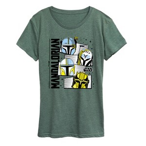 Women's - Star Wars - The Mandalorian Mando Helmet Grid Short Sleeve Graphic T-Shirt - 1 of 4