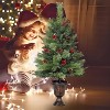 GOCAPTAIN Potted Christmas Tree, Artificial Christmas Tree with Warm LED Lights, Decorated with Pine Cones & Red Berries,Desktop Decor for Home Office - 3 of 4