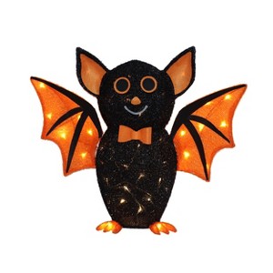 Season's Designs 21" Black Halloween Bat with Orange Wings Indoor/Outdoor Decoration, Ground Freestanding, Requires 3 AA Batteries (Not Included), - 1 of 1