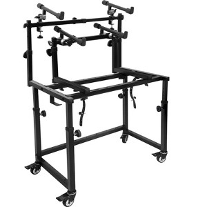 Liquid Stands 3 Tier Keyboard Stand w/ Wheels Music Studio Desk for Music Production for 49 54 61 88 Key - Rolling Home Studio Workstation DJ Table - 1 of 4