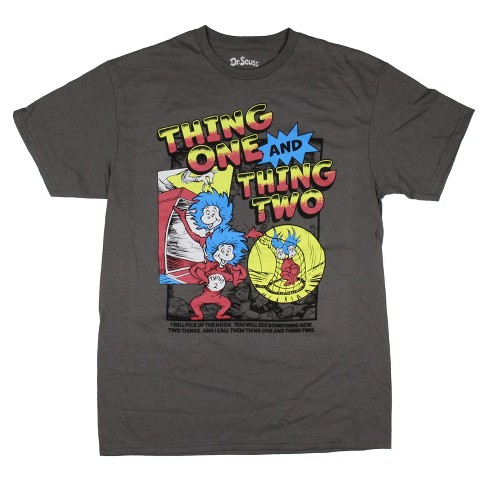 Seven Times Six Dr. Seuss Men's Thing 1 and Thing 2 Fun Adult Short Sleeve T-Shirt Grey - image 1 of 3