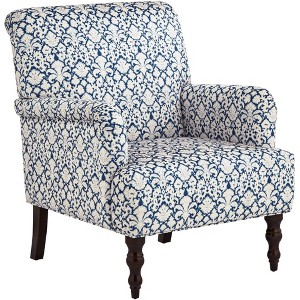 55 Downing Street Nottingham Blue and White Fabric Arm Chair - 1 of 4