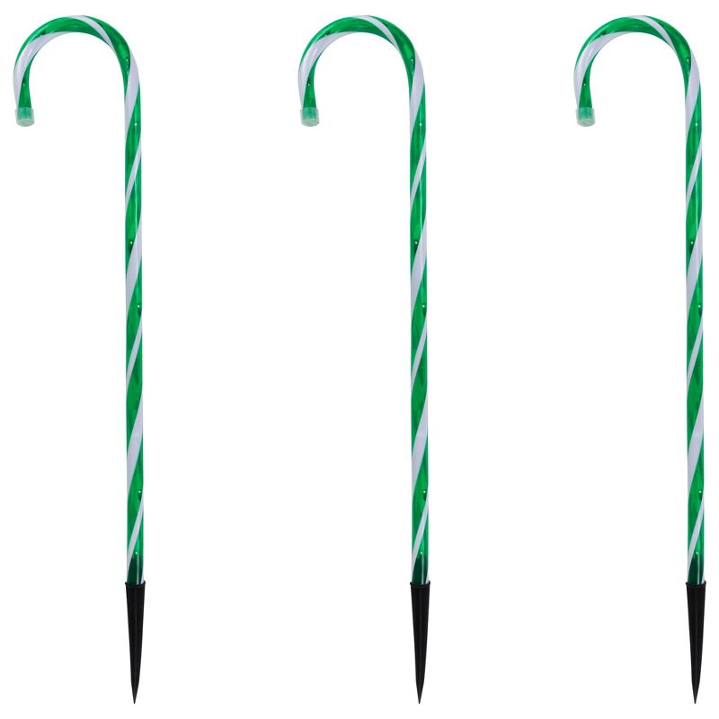 Northlight Set of 3 Green and White Twinkle Candy Cane Pathway Markers 26", 4 of 6