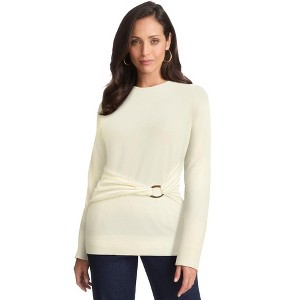 Jessica London Women's Plus Size Shirred Waist Crewneck Sweater - 1 of 4
