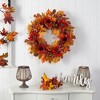 Nearly Natural 30-in Fall Acorn, Sunflower, Berries and Autumn Foliage Artificial Wreath - 3 of 3