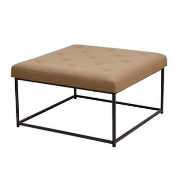 Flash Furniture Ashton 30" Square Upholstered Tufted Ottoman with Metal Frame