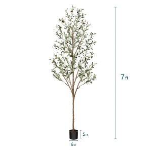 DR.Planzen 4-7ft Artificial Olive Tree Tall Faux Silk Plant Fake Potted Tree with Natural Wood Trunk and Lifelike Fruits for Home Office Decor Indoor - 1 of 4