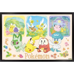 Trends International Pokémon: One Scene - Group Framed Wall Poster Prints - 1 of 4