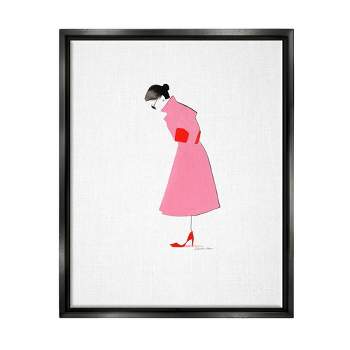 Stupell Industries Pink Contemporary Girl Framed Floater Canvas Wall Art
