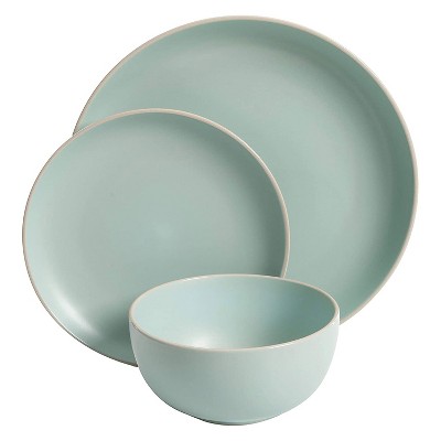 Matte Teal Ceramic 12-Piece Dinnerware Set, Service for 4