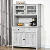 HOMCOM 63.5" Kitchen Buffet with Hutch, Pantry Storage Cabinet with 4 Shelves, Drawers, Framed Glass Doors, Open Microwave Countertop - 2 of 4