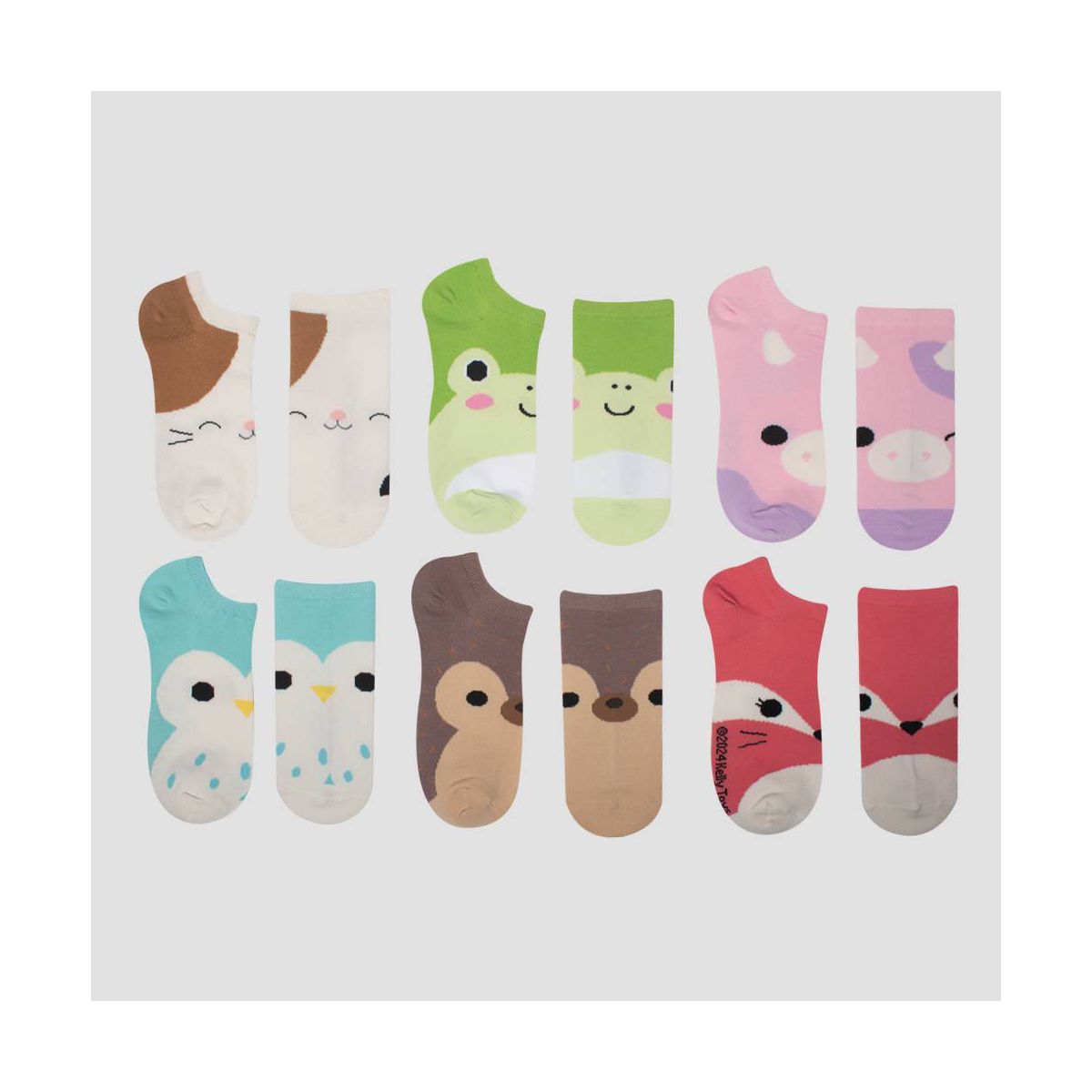Girls' Squishmallows 6pk No Show Socks - Ivory