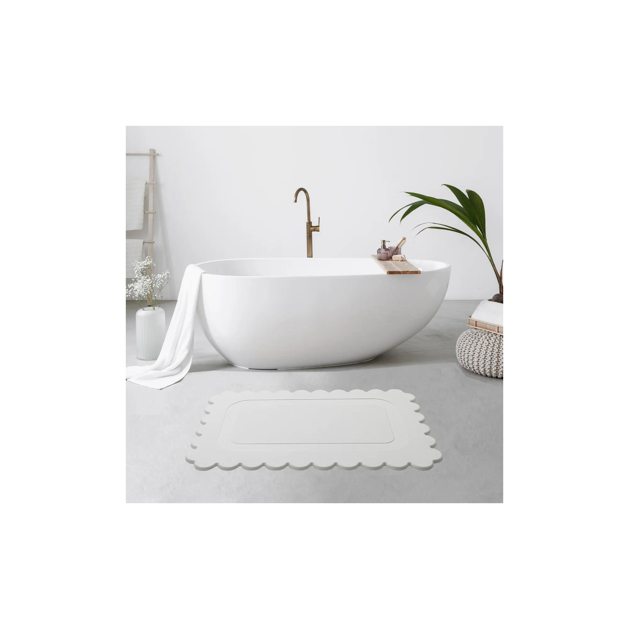 J&V TEXTILES Stone Bath Mat Diatomaceous Earth Shower Mat Non-Slip Super Absorbent Diatomite Stone Mats for Bathroom Floor Quick-Drying Easy to Clean