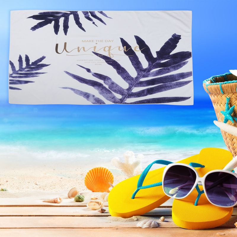 Unique Bargains Soft Absorbent Beach Towel Classic Design White Purple 55"x28" for Beach 1 Pcs, 2 of 7