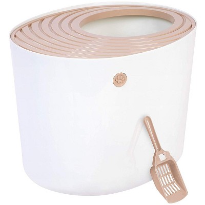 IRIS USA Large Stylish Round Top Entry Cat Litter Box