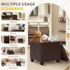 Square Leather Ottoman with Reversible Tray Lid – Hidden Storage Footrest, Small Coffee Table, Sturdy Design – 18”x18” - 2 of 4