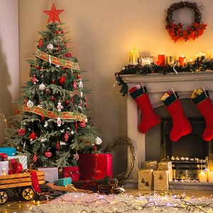 73ct Christmas Ball Ornaments Set, Shatterproof Xmas Tree Decor Ball Ornaments with House Shape Box, Assorted Hanging Ornaments for Christmas Red - 1 of 4