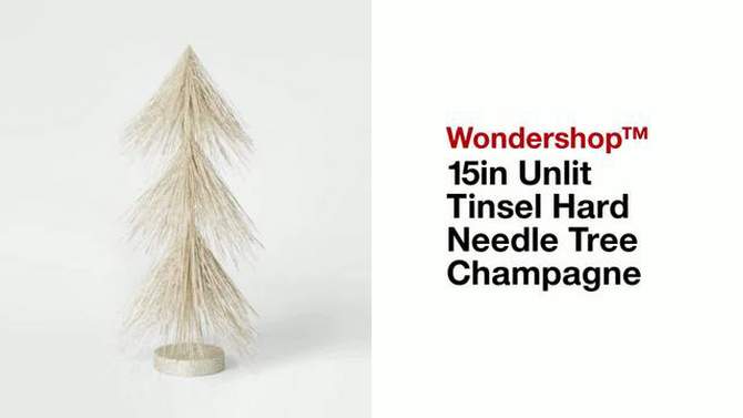 15in Unlit Tinsel Hard Needle Tree Champagne - Wondershop&#8482;, 2 of 5, play video