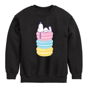 Boys' - Peanuts - Snoopy Stacked Macarons Graphic Long Sleeve Fleece Sweatshirt - 1 of 4