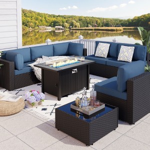 Celebalcony 8-Piece Black Frame Outdoor Patio Sectional Seating Group with Cushions - 1 of 4