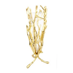 Classic Touch Gold Floral Vase with Removable Glass Insert - 1 of 3