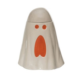 Transpac Dolomite 9.5 in. White Halloween Iridescent Ghost Cookie Jar - 1 of 4
