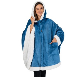 PAVILIA Angel Wrap Hooded Blanket for Women Adult, Wearable Cozy Wrap Throw Fleece Shawl Cape - 1 of 4