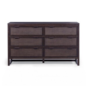 Teamson Home Hatteras Dresser with 6 Rattan Inset Drawers, Faux Leather Pulls & Deep Storage - 1 of 4