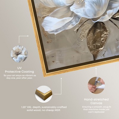 Gold Framed White Flower Canvas Print Wall Art
