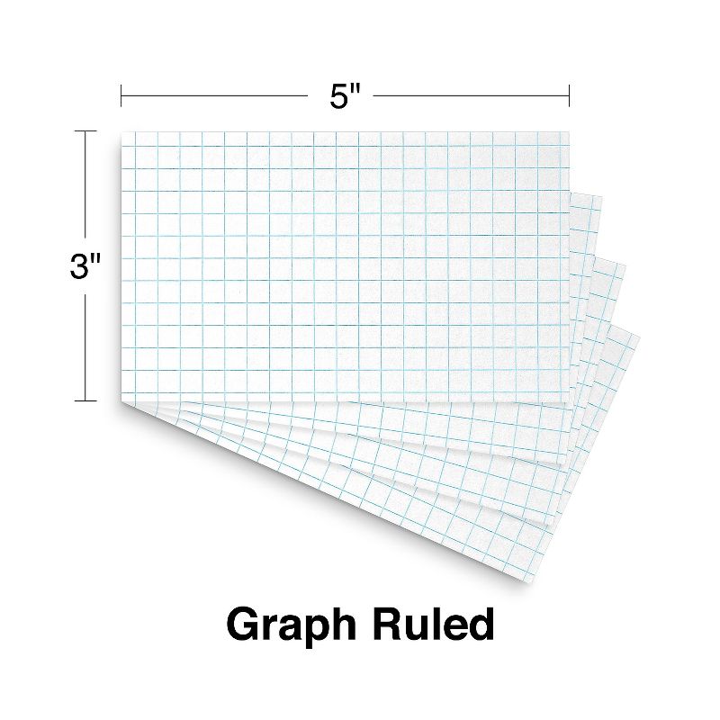 Staples 3" x 5" Graph Ruled White Index Cards 100/Pack TR50996, 4 of 6