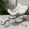 TROPOW Outdoor Papasan Rocking Chair with Ottoman, Oversized Patio Wicker Egg Chair with Soft Thick Cushio, Lounge Rocker, Comfy Reading Chairs - 2 of 4