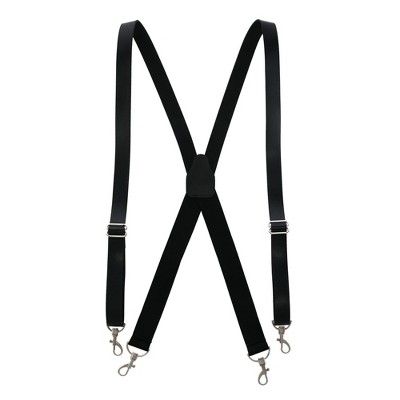 Ctm Men's Smooth Coated Leather Suspenders With Metal Swivel Hook Ends,  Black : Target