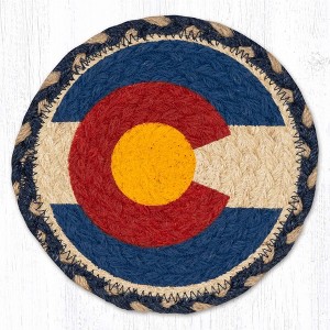 Earth Rugs Colorado Flag Round Coaster – Farmhouse Country Tabletop Mat 7" - 1 of 3