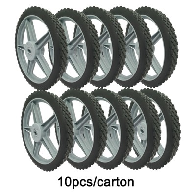 VisioGear 10-Pack 12" Spoked Plastic Wheel and Tire, Universal Replacement Wheel for Lawn Mowers and Trolley Wagon Cart, Black, 12"*12"*2"