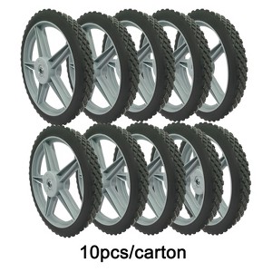 DSVIMOY 10-Pack 12" Spoked Plastic Wheel and Tire, Universal Replacement Wheel for Lawn Mowers and Trolley Wagon Cart, Black, 12"*12"*2" - 1 of 4