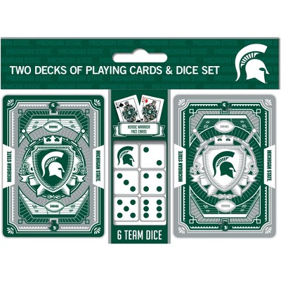 MasterPieces Officially Licensed NCAA Michigan State Spartans 2-Pack Playing cards & Dice set for Adults