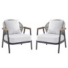 Outdoor Club Chair with Iron Frame, Rope Backrest & Cushions, Weather-Resistant Lounge Patio Armchair-3irtyhousy - 2 of 4