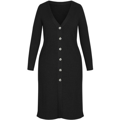 Avenue | Women's Plus Size Cardigan Button Knit - Black - 16w : Target