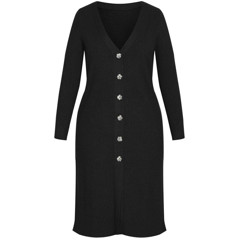Women's Plus Size Button Knit Cardigan - black | AVENUE, 1 of 6
