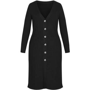 Women's Plus Size Button Knit Cardigan - black | AVENUE