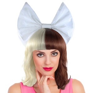 Short Bob Curly Wigs with Removable White Bowknot Halloween Pop Singer Cosplay Dress Up Costume Party Wig - 1 of 4