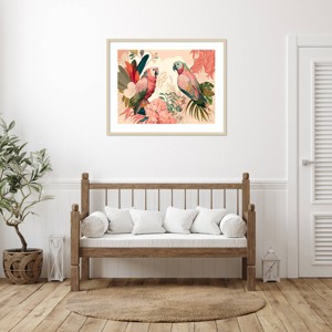 Amanti Art Bright Tropics Parrots 1 by Fab Funky Wood Framed Wall Art Print - 1 of 4