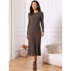 INSPIRE CHIC Women's Crewneck Knit Long Sleeve Midi Ribbed A-Line Sweater Dress - 4 of 4
