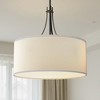 DORESshop 5-Light Black Chandelier with Drum Fabric Shades, Curved Flat Arms, E26 Sockets, Non-Integrated Bulbs, Modern Classic Design - 4 of 4