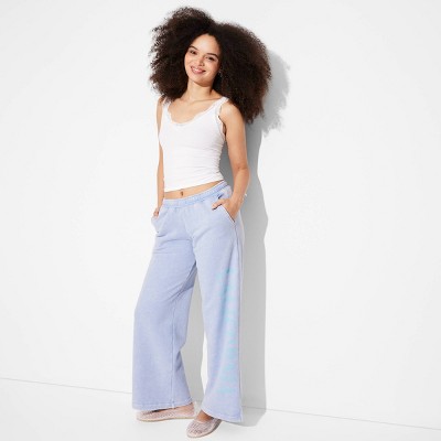 Women's Low-Rise Sweatpants - Wild Fable™ Blue XXS: Cotton Blend, Recycled Polyester, Drawstring Waist, Relaxed Leg, Fleece