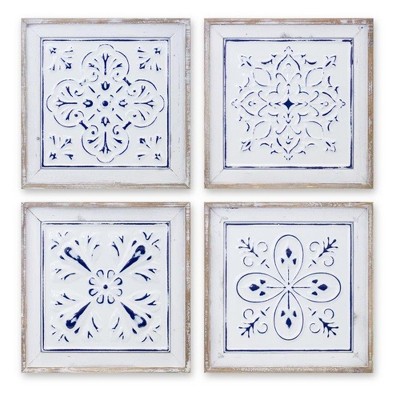 Melrose Distressed Tile Plaque (Set of 4)