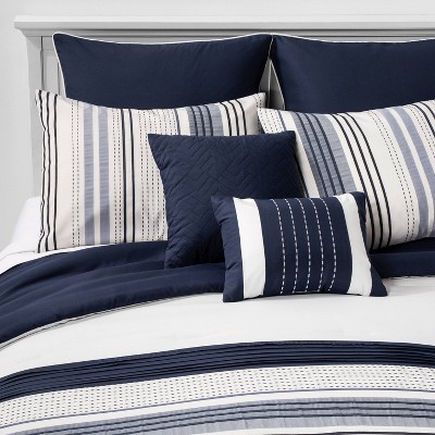 Allen Stripe 8pc Comforter Set Navy 