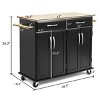 Costway Rolling Kitchen Trolley Island Black Cart Wood Top Storage Cabinet Utility W/ Drawers - 3 of 4